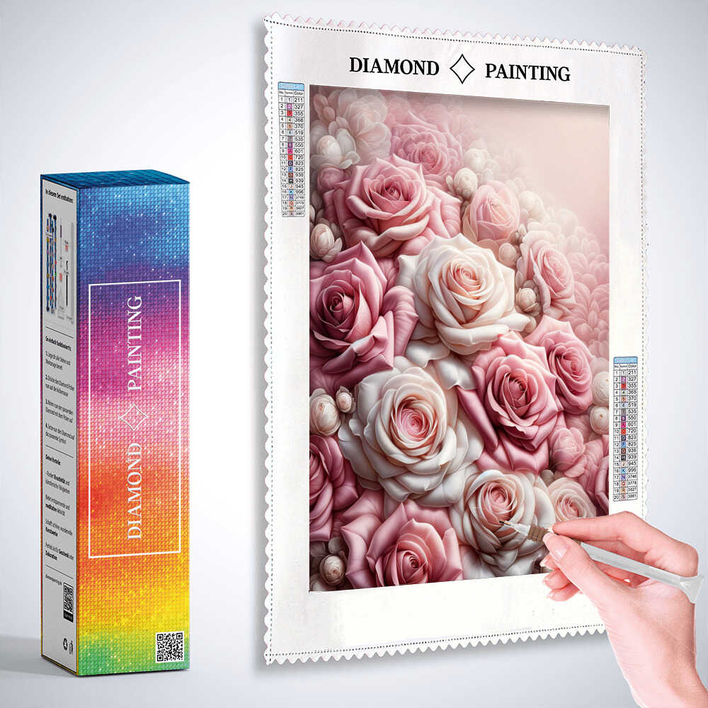 2+1 gratis! |  Diamond Painting - Rosenstrauß in Rosa