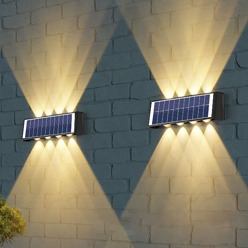 Moderne Einfachheit Solar Wasserfest Rechteckige ABS PMMA LED Wandleuchte Lampe Für Außenpatio