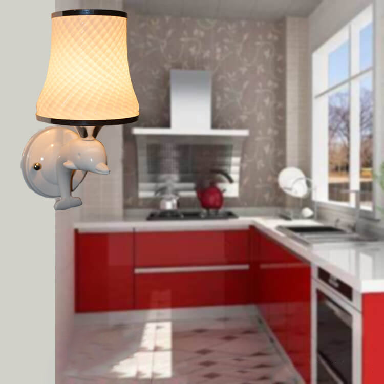 Moderne Glas Kreative Delfin Dekoration Design 1-Licht Wandlampe