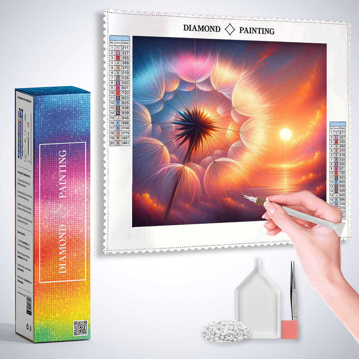 2+1 gratis! |  Diamond Painting - Pusteblume, Sonnenuntergang