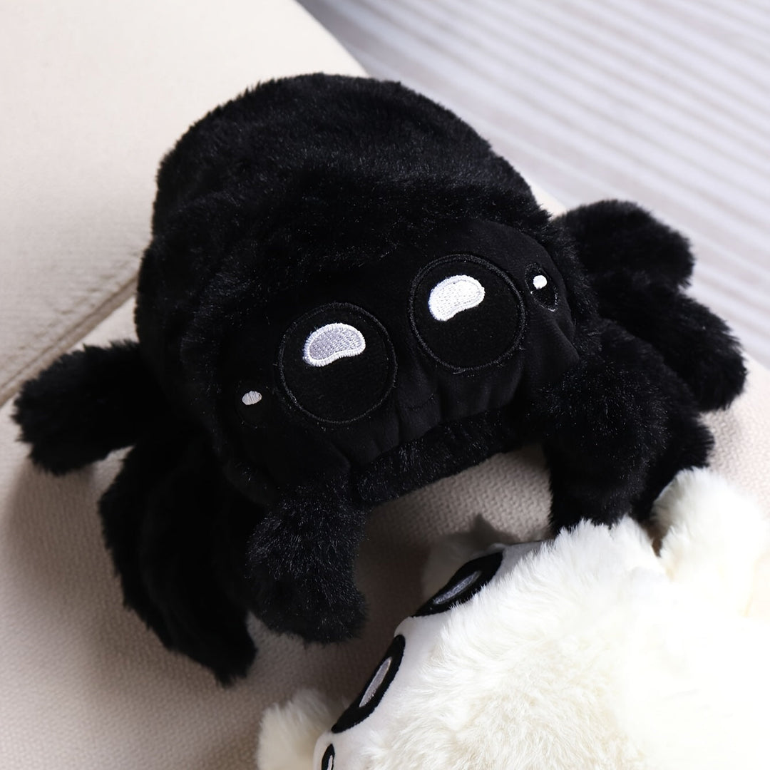 Niedliche Schwarz-Weiß-Plüschspinne Squishy Kawaii Kuscheltiere