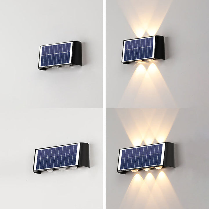 Moderne Einfachheit Solar Wasserfest Rechteckige ABS PMMA LED Wandleuchte Lampe Für Außenpatio