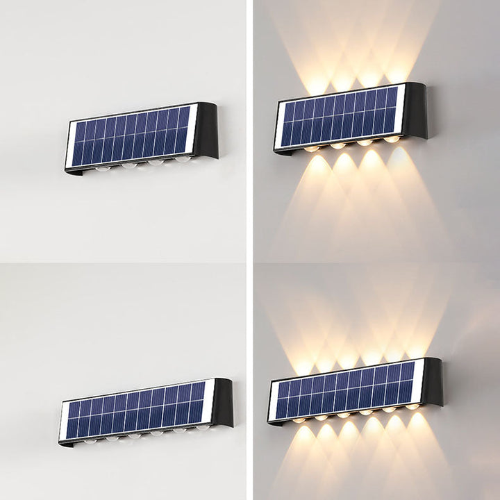 Moderne Einfachheit Solar Wasserfest Rechteckige ABS PMMA LED Wandleuchte Lampe Für Außenpatio