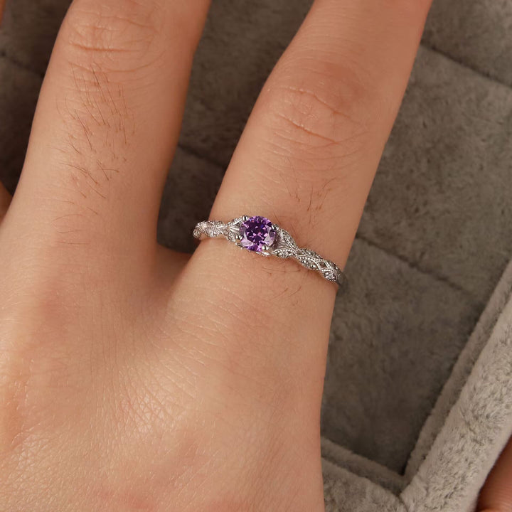 Passions Eingelegter Lila Amethyst Zirkonia Einfacher Ring