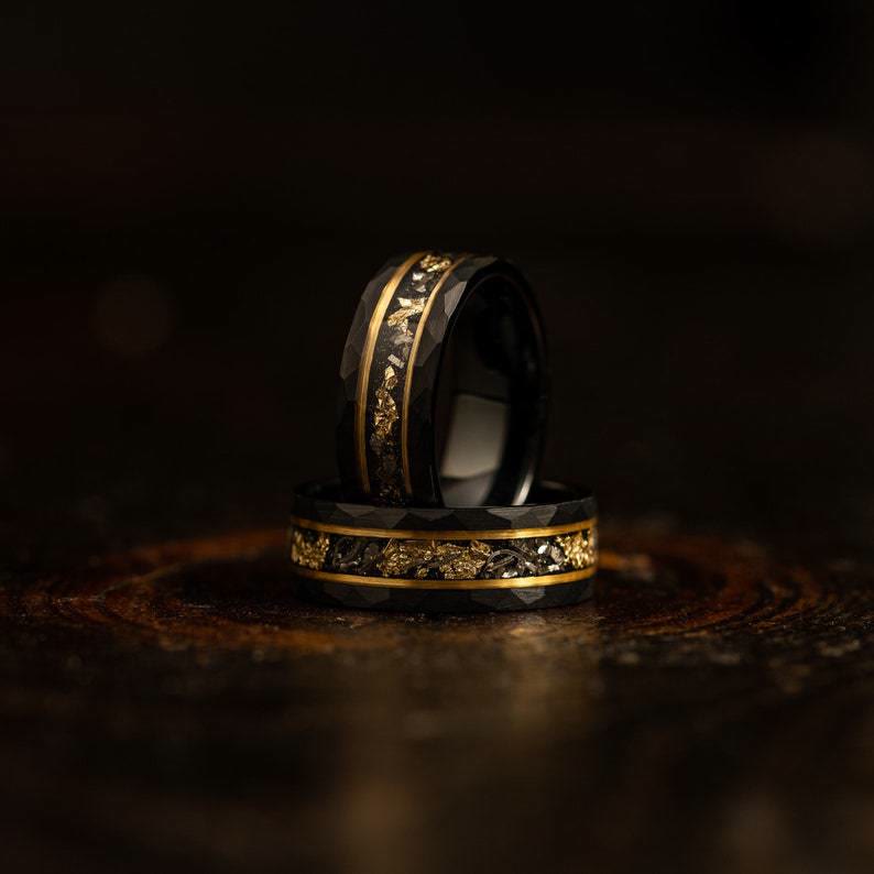 Passions Goldblatt Schwarzer Meteorit Wolfram Ring