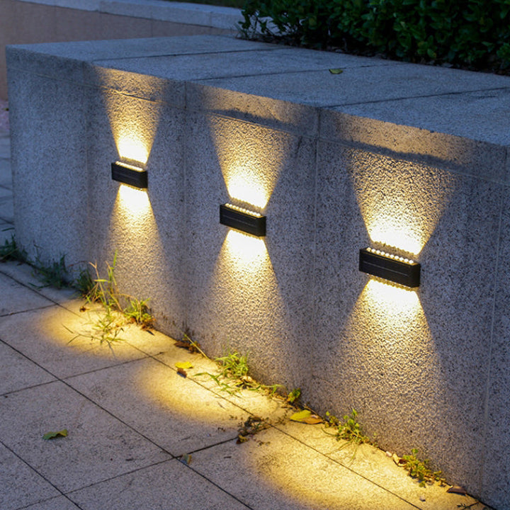 Moderne Einfachheit Solar Wasserdicht Rechteckige ABS PVC LED Wandleuchte Lampe Für Außenpatio