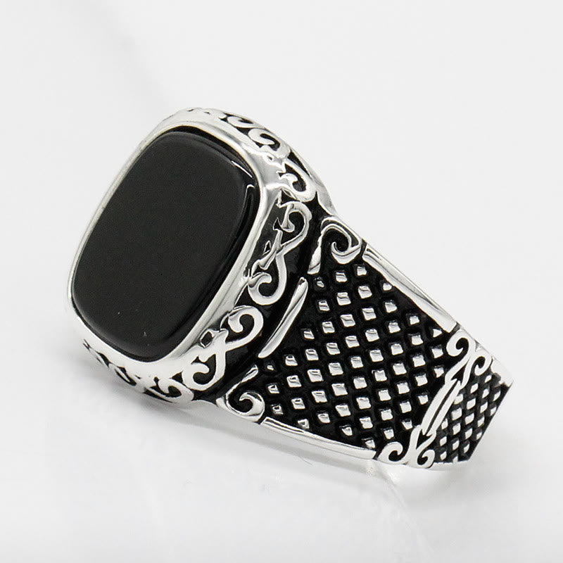 Passions Schwarzer Onyx Männer Silber Cooler Geschenk Ring