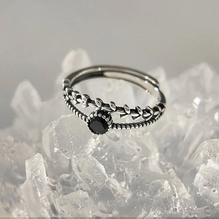 Passions "Energie Heilung" Schwarzer Onyx Blatt Ring