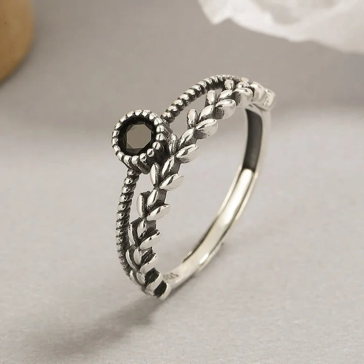 Passions "Energie Heilung" Schwarzer Onyx Blatt Ring