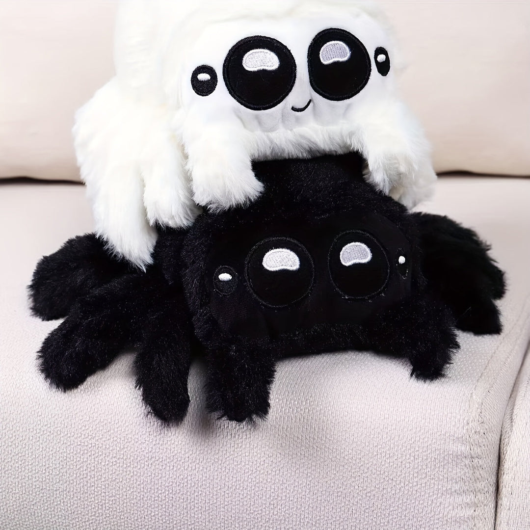 Niedliche Schwarz-Weiß-Plüschspinne Squishy Kawaii Kuscheltiere