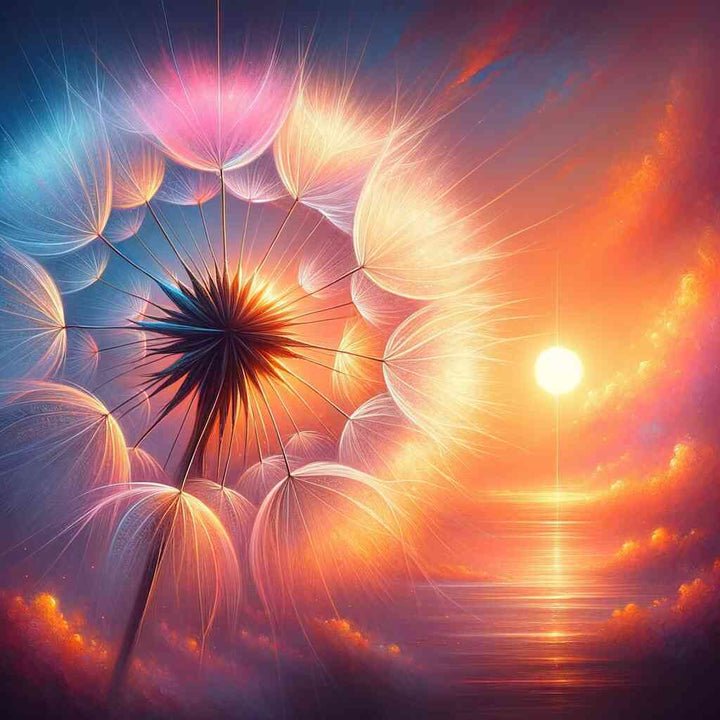 2+1 gratis! |  Diamond Painting - Pusteblume, Sonnenuntergang