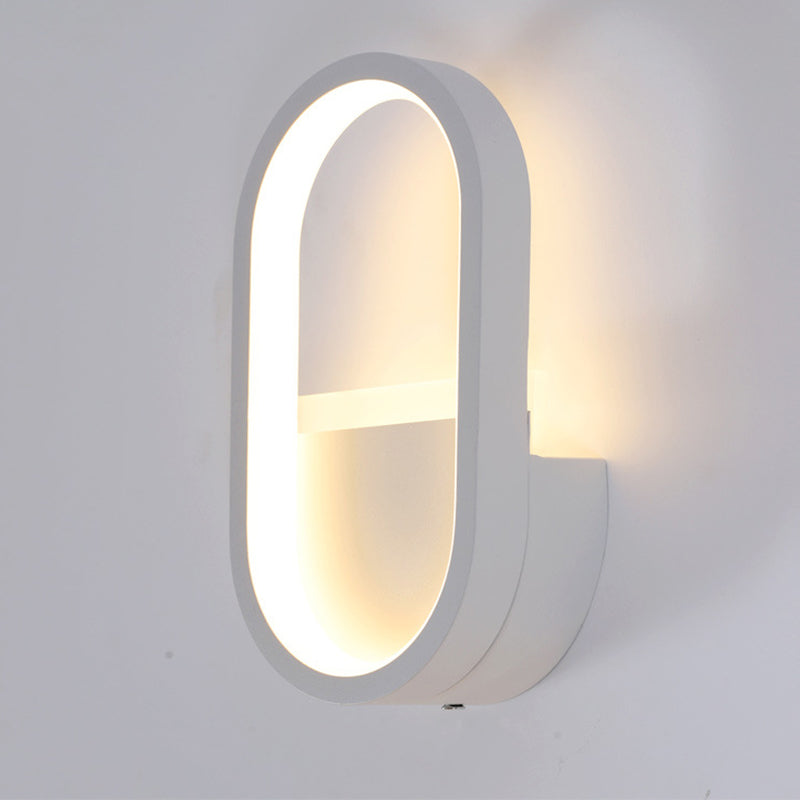 Moderne Minimalistische Ovaler Eisen Aluminium Acryl LED Wandlampe Für Schlafzimmer