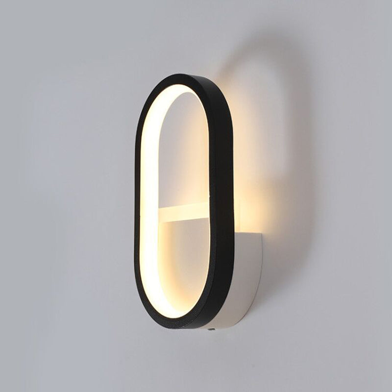 Moderne Minimalistische Ovaler Eisen Aluminium Acryl LED Wandlampe Für Schlafzimmer