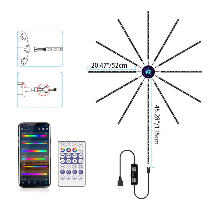 Zeitgenössische kreative farbenfrohe Feuerwerksmusik Sprachsteuerung Atmosphären dekorative RGB USB LED Wandleuchte Lampe für das Schlafzimmer