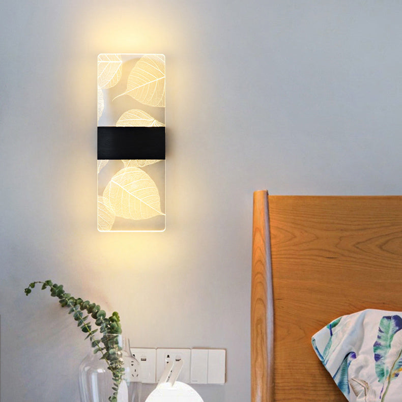 Moderner minimalistischer rechteckiger Feder Himmel Acryl Aluminium LED Wandleuchte Lampe für das Wohnzimmer