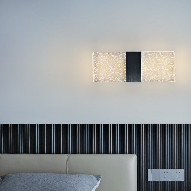 Moderner minimalistischer rechteckiger Feder Himmel Acryl Aluminium LED Wandleuchte Lampe für das Wohnzimmer