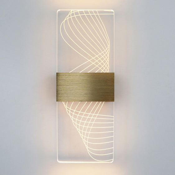 Moderner minimalistischer rechteckiger Feder Himmel Acryl Aluminium LED Wandleuchte Lampe für das Wohnzimmer