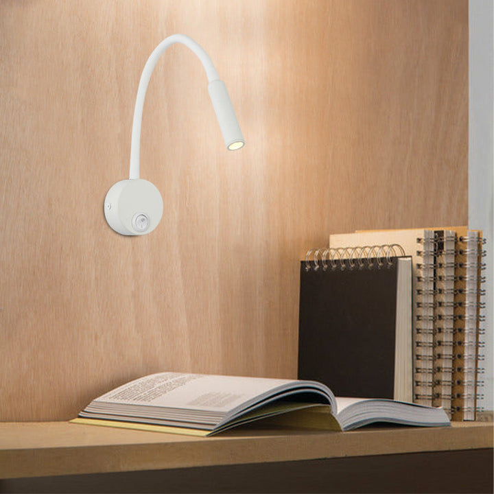 Modern Minimalist Eisen Rund Flexibel Biegung Schlauch LED Leselampe Wand Sconce Lampe Für Schlafzimmer