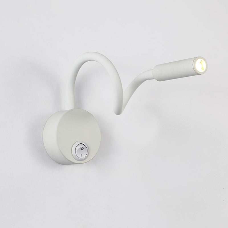 Modern Minimalist Eisen Rund Flexibel Biegung Schlauch LED Leselampe Wand Sconce Lampe Für Schlafzimmer