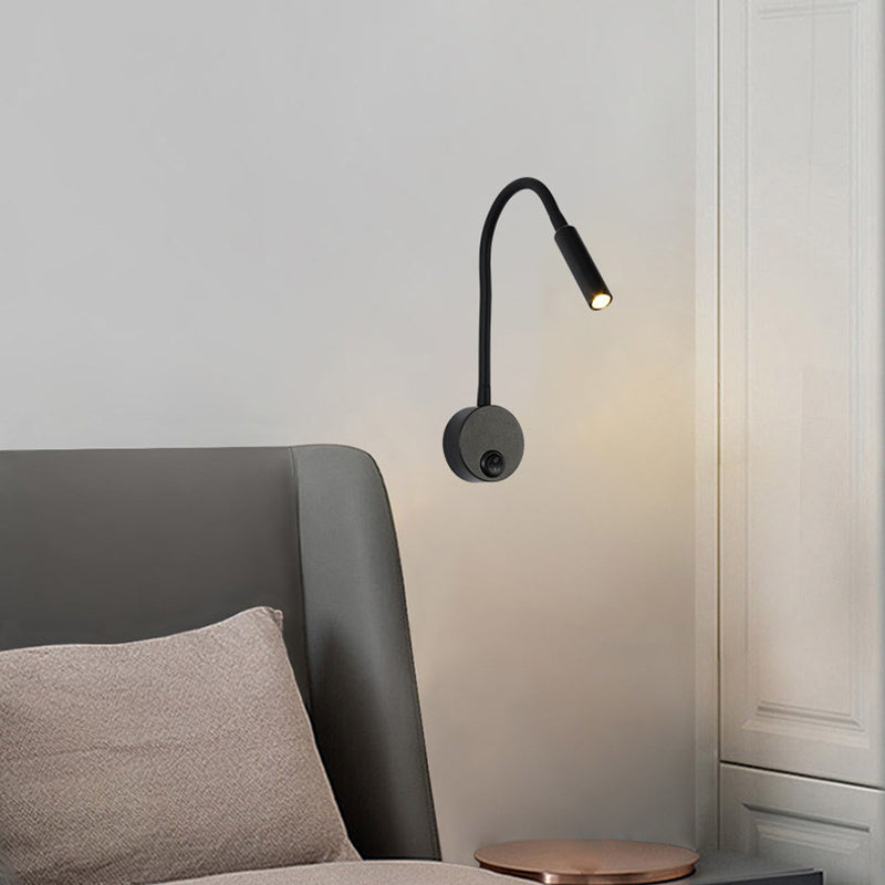 Modern Minimalist Eisen Rund Flexibel Biegung Schlauch LED Leselampe Wand Sconce Lampe Für Schlafzimmer