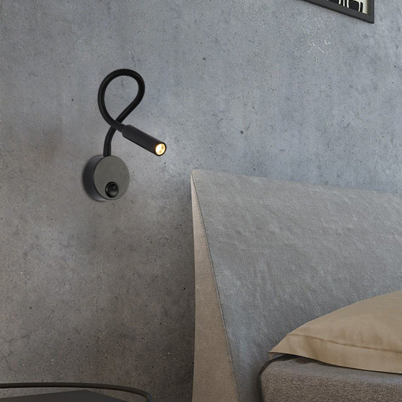 Modern Minimalist Eisen Rund Flexibel Biegung Schlauch LED Leselampe Wand Sconce Lampe Für Schlafzimmer