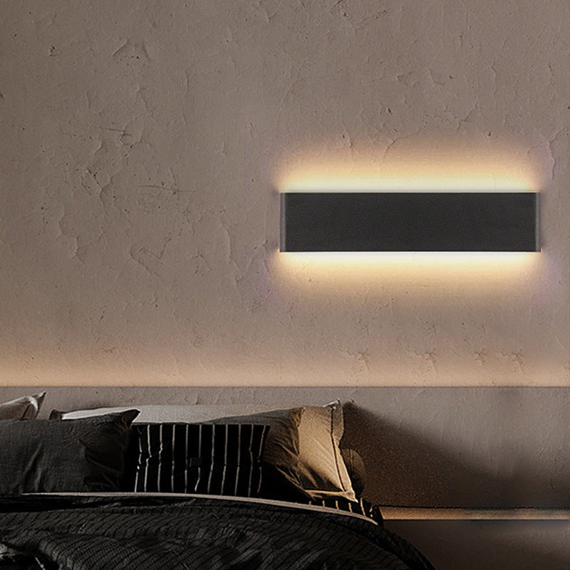 Moderner Minimalistischer Rechteckiger Acryl Aluminium LED Wandleuchte Lampe Für Das Wohnzimmer