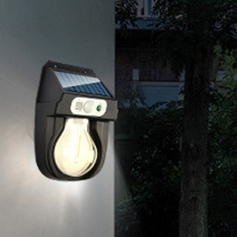 Moderne Art Deco Solar wasserdichte Kunststoff elliptische Glühbirne LED Wandleuchte Lampe für Außenpatio