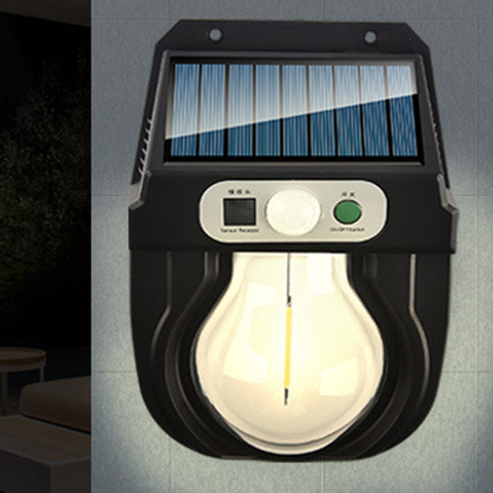 Moderne Art Deco Solar wasserdichte Kunststoff elliptische Glühbirne LED Wandleuchte Lampe für Außenpatio