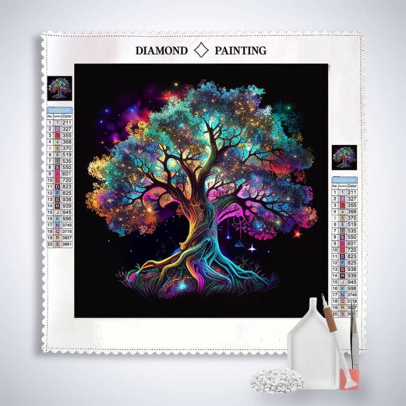 2+1 gratis! |  Diamond Painting - Lebensbaum, Bunt