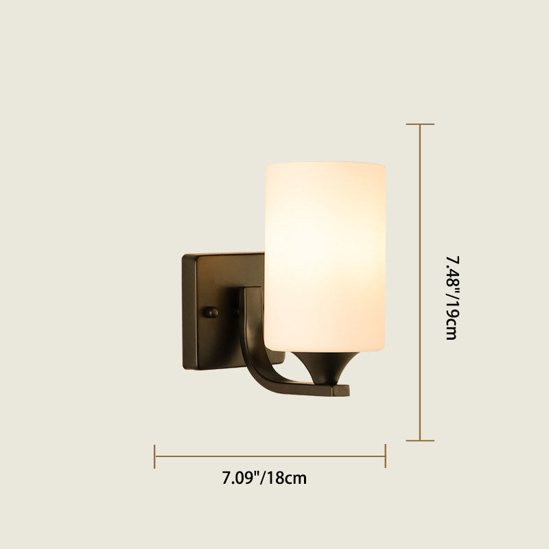 Moderne Einfachheit Zylinder Eisen Glas 1/2 Licht Wandlampe für Flur