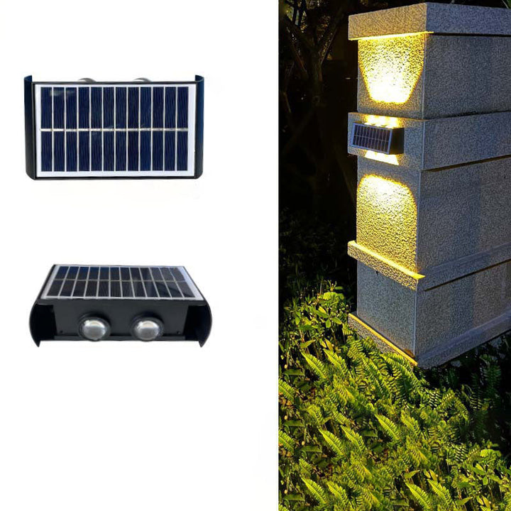 Moderne Einfachheit Solar Wasserfest Rechteckige ABS PMMA LED Wandleuchte Lampe Für Außenpatio