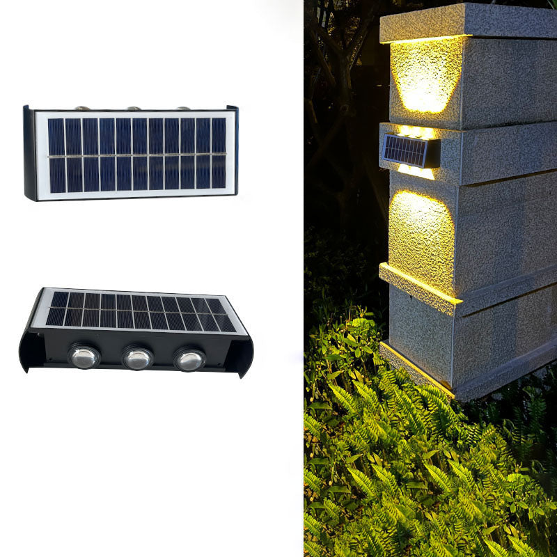 Moderne Einfachheit Solar Wasserfest Rechteckige ABS PMMA LED Wandleuchte Lampe Für Außenpatio