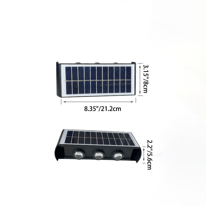 Moderne Einfachheit Solar Wasserfest Rechteckige ABS PMMA LED Wandleuchte Lampe Für Außenpatio