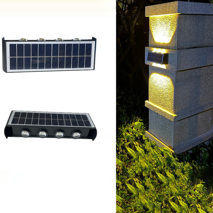 Moderne Einfachheit Solar Wasserfest Rechteckige ABS PMMA LED Wandleuchte Lampe Für Außenpatio