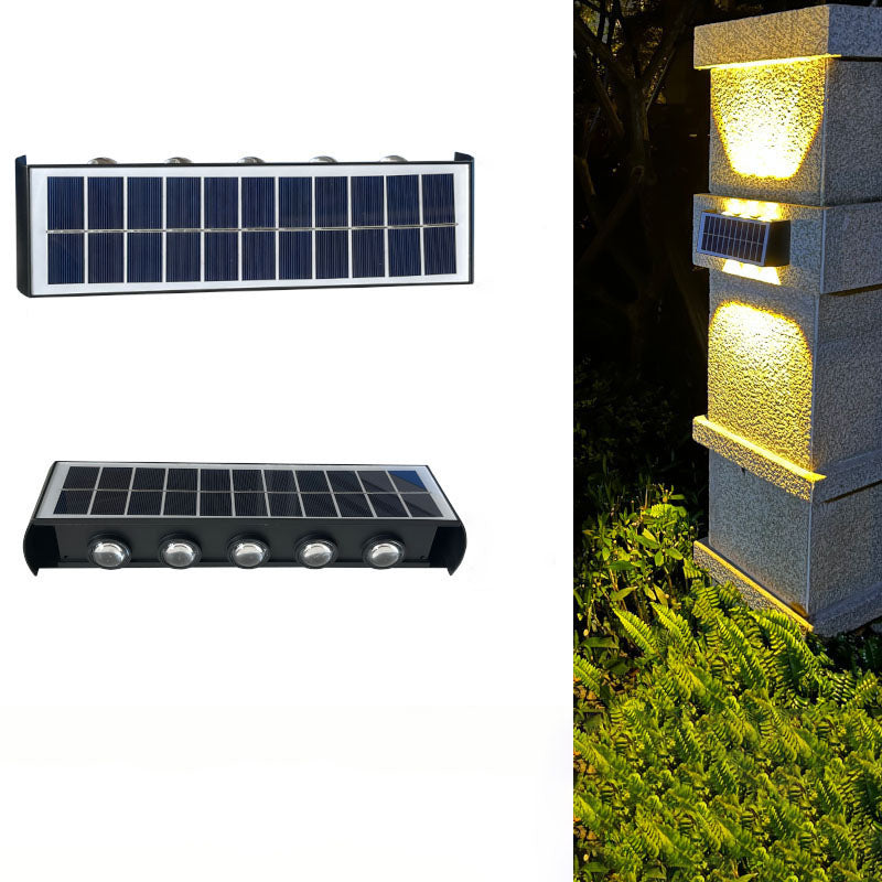 Moderne Einfachheit Solar Wasserfest Rechteckige ABS PMMA LED Wandleuchte Lampe Für Außenpatio