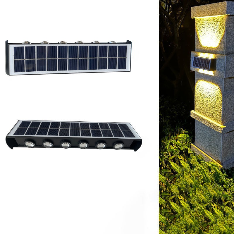 Moderne Einfachheit Solar Wasserfest Rechteckige ABS PMMA LED Wandleuchte Lampe Für Außenpatio