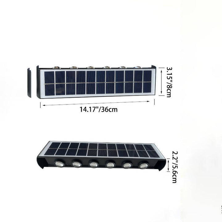 Moderne Einfachheit Solar Wasserfest Rechteckige ABS PMMA LED Wandleuchte Lampe Für Außenpatio