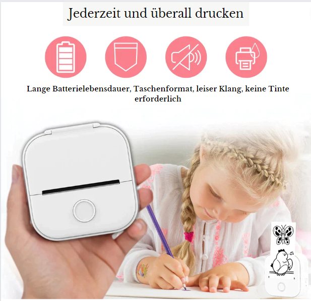 50% RABATT | Mini-Drucker™ + kostenloses Druckpapier - Der Drucker, der nie Tinte braucht!