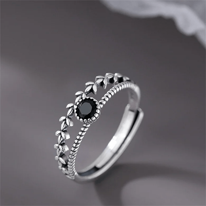 Passions "Energie Heilung" Schwarzer Onyx Blatt Ring