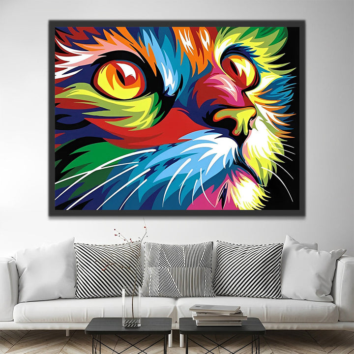 2+1 gratis! - Malen nach Zahlen -  Bunte Katze Pop Art Malen nach Zahlen