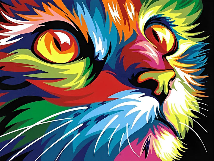 2+1 gratis! - Malen nach Zahlen -  Bunte Katze Pop Art Malen nach Zahlen