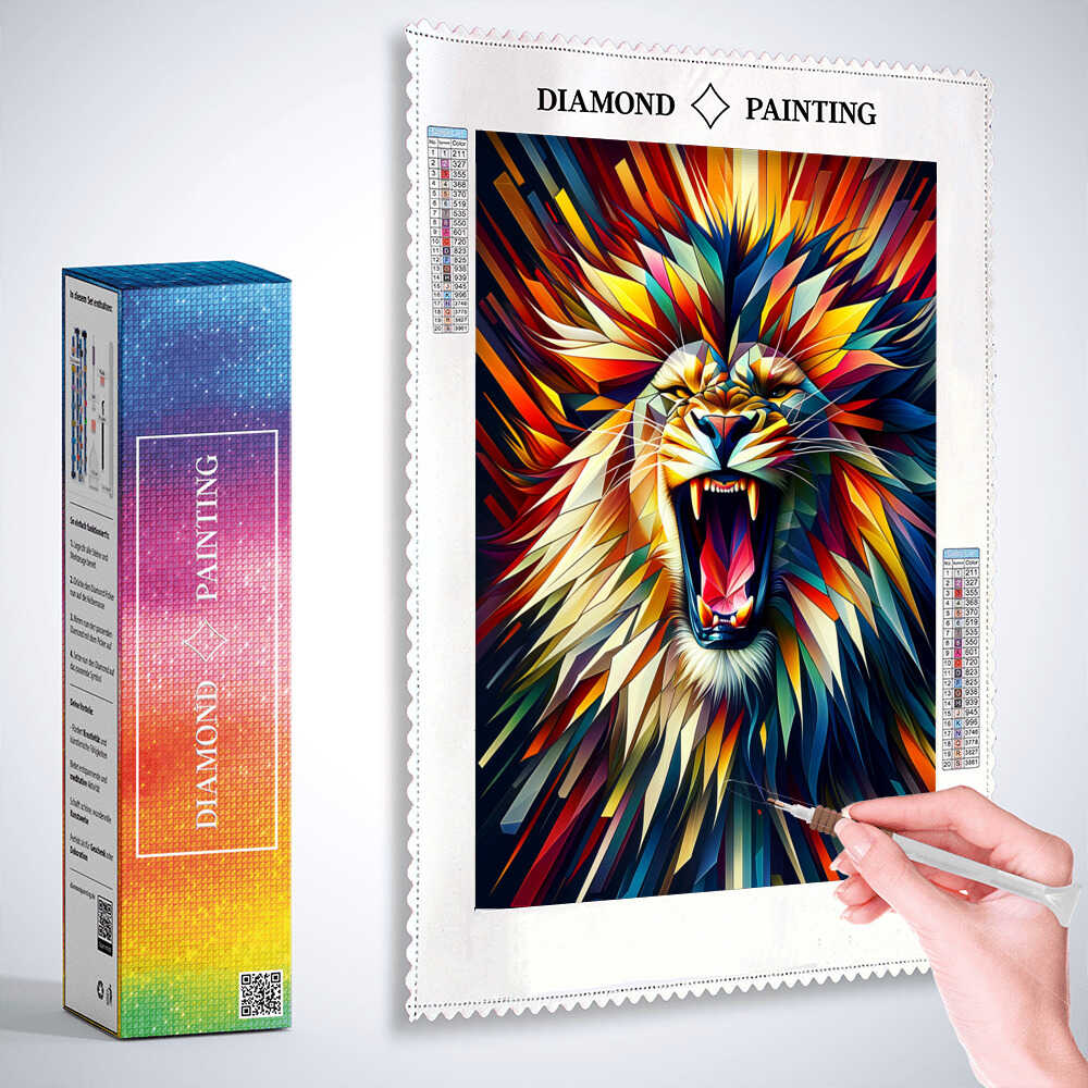 2+1 gratis! |  Diamond Painting - Brüllender Löwe