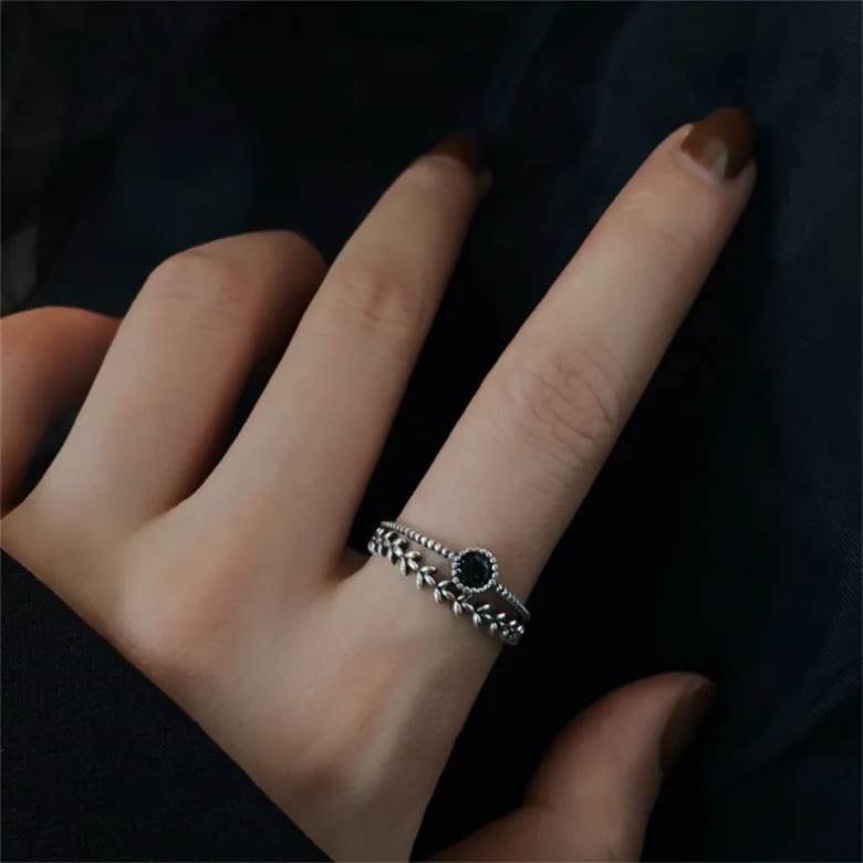 Passions "Energie Heilung" Schwarzer Onyx Blatt Ring