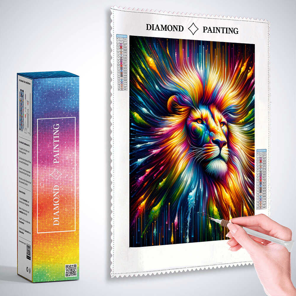 2+1 gratis! |  Diamond Painting - Löwe mit Farbmähne