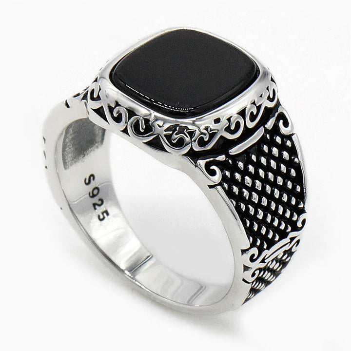 Passions Schwarzer Onyx Männer Silber Cooler Geschenk Ring